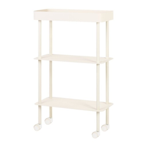 Etajeră pe roți bej din metal 60x97x30 cm Nolle – noo.ma
