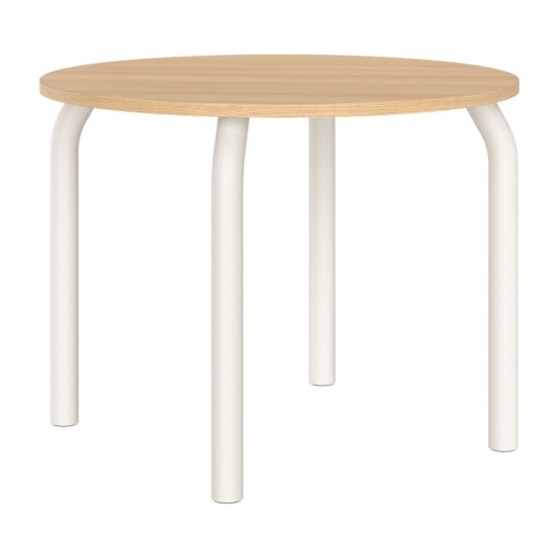 Masă de dining rotundă cu blat cu aspect de lemn de stejar ø 100 cm Meko – noo.ma