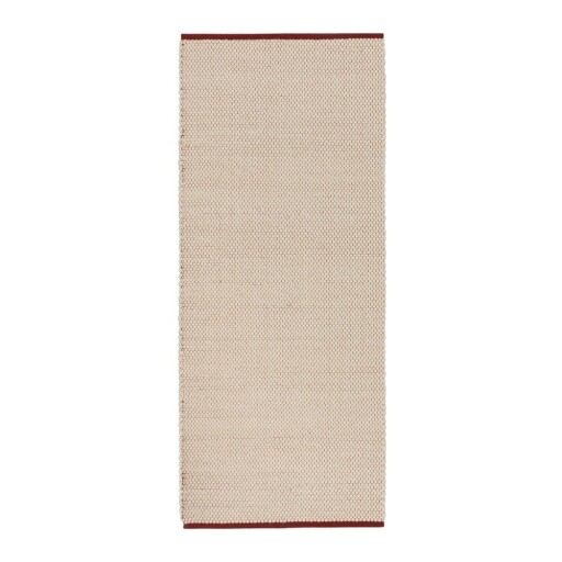 Covor tip traversă roșu/bej țesut manual din lână 80x170 cm Lenu – noo.ma