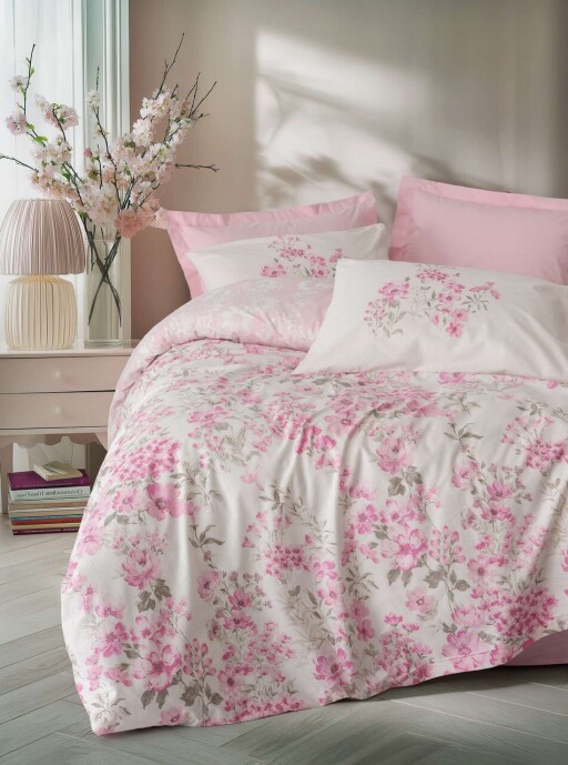 Lenjerie de pat pentru o persoana Single XXL (DE), L'essentiel Maison, Floren, Roz