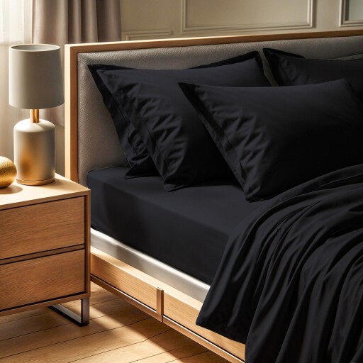 Cearceaf de pat cu elastic Ranforce Single (DE), L'essentiel Maison, Tonne Grise, Negru