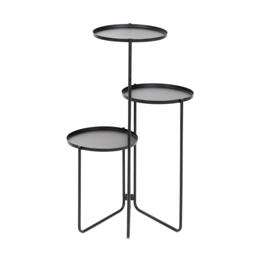 Suport pentru 3 ghivece Roh, Homla, 25x48/70 cm, metal, negru