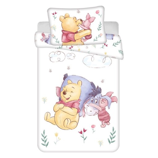 Lenjerie de pat pentru copii din bumbac pentru pătuț 100x135 cm Winnie the Pooh "Pooh Hugs" – Jerry Fabrics