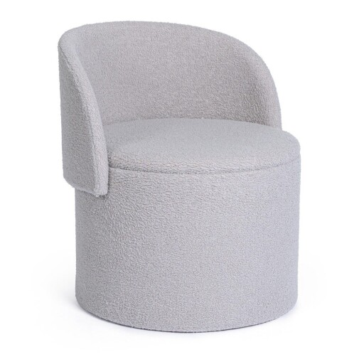 Puf gri deschis cu tapițerie din țesătură bouclé Anthea – Yes Everyday
