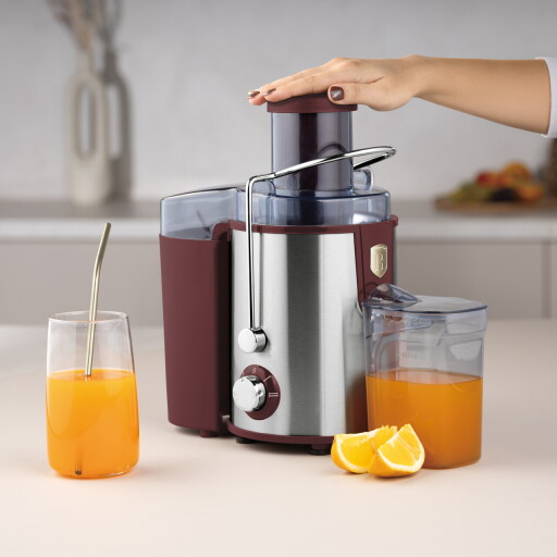 Storcator de fructe Berlinger Haus, Leonardo, 500W, 600 ml, inox, visiniu mat/argintiu