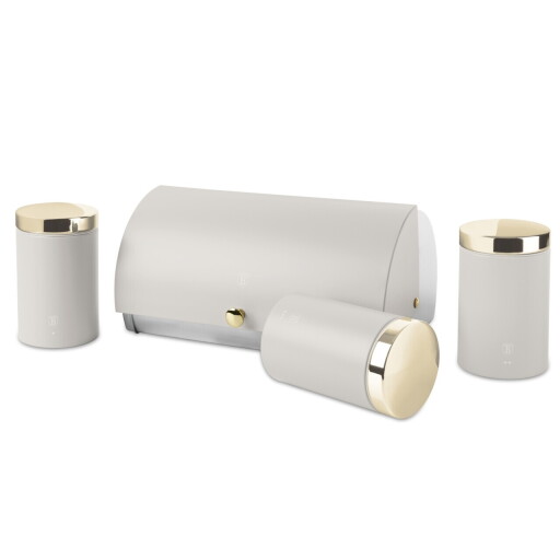 Set cutie pentru paine si 3 recipiente Berlinger Haus, Sahara, 38.5x28x18.5 cm, inox, crem