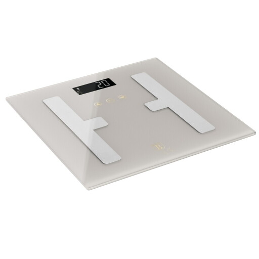 Cantar digital pentru baie Berlinger Haus, Sahara, 30x30 cm, max 180 kg, sticla temperata, crem mat