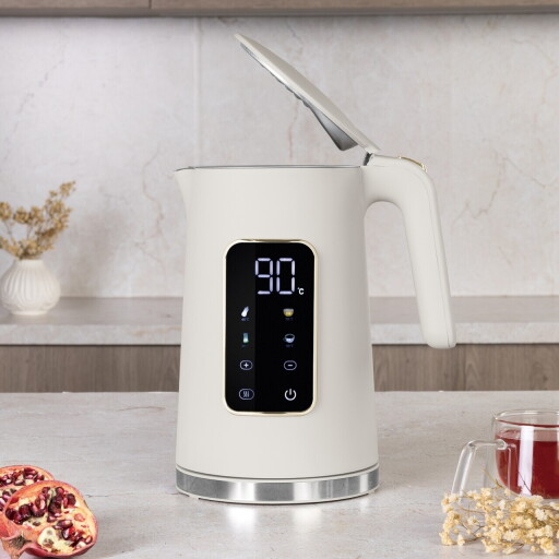 Ceainic electric digital Berlinger Haus, Sahara, 1.7 L, plastic/inox, crem mat