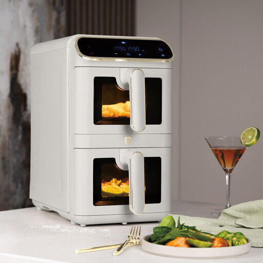 Friteuza dubla cu aer cald Berlinger Haus, Sahara, 2460W, 5.5+5.5 L, crem mat