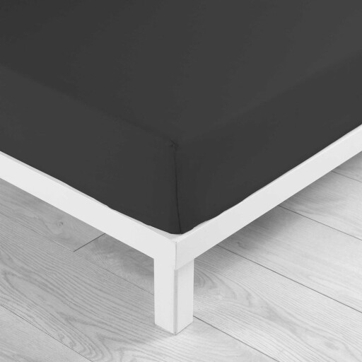 Cearceaf negru din bumbac cu elastic 160x200 cm Lina – douceur d'intérieur