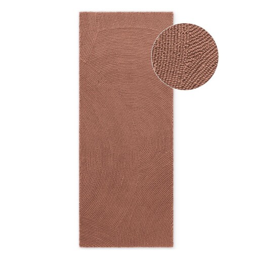 Covor tip traversă teracotă țesut manual din lână 80x300 cm Calmio – Hanse Home