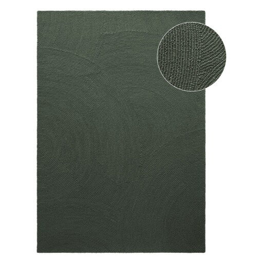 Covor verde închis țesut manual din lână 120x180 cm Calmio – Hanse Home