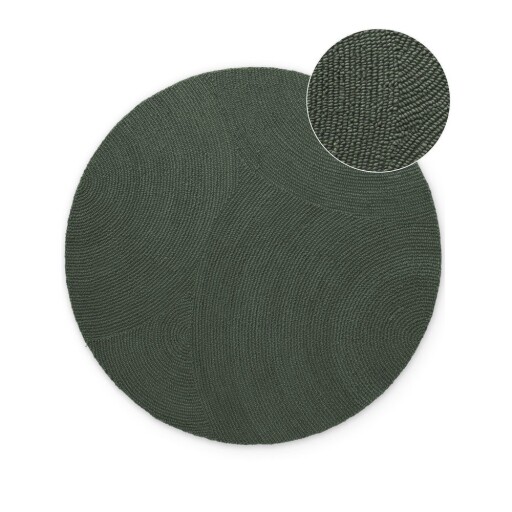 Covor verde închis țesut manual rotund din lână ø 120 cm Calmio – Hanse Home