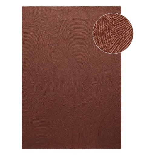 Covor cărămiziu țesut manual din lână 80x150 cm Calmio – Hanse Home