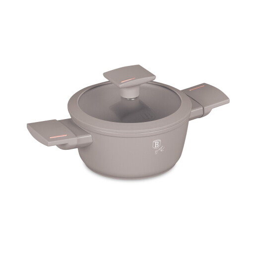 Cratita cu capac Berlinger Haus, Taupe, 14 cm, 700 ml, aluminiu forjat, taupe mat