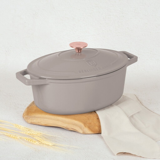 Tava cu capac Berlinger Haus, Taupe, 30x12 cm, 4.65 L, fonta, taupe