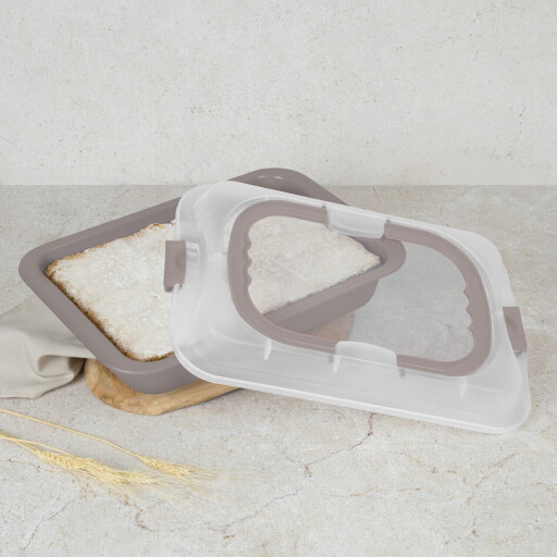 Tava cu capac Berlinger Haus, Taupe, 36.5x24.5x5.5 cm, otel carbon/plastic, taupe mat/alb