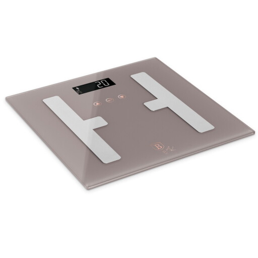 Cantar digital pentru baie Berlinger Haus, Taupe, 30x30 cm, max 180 kg, sticla temperata, taupe mat