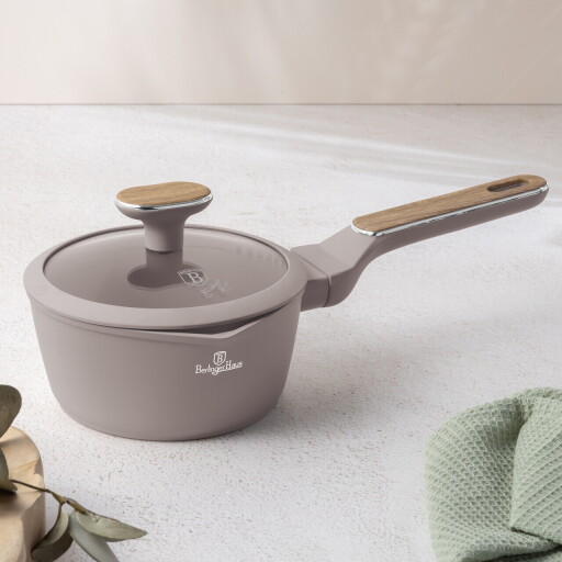 Cratita cu capac Berlinger Haus, Taupe Nordic, 16 cm, 1.2 L, aluminiu forjat, taupe mat/natur