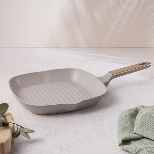 Tigaie grill Berlinger Haus, Taupe Nordic, 28 cm, 2.1 L, aluminiu forjat, taupe mat/natur