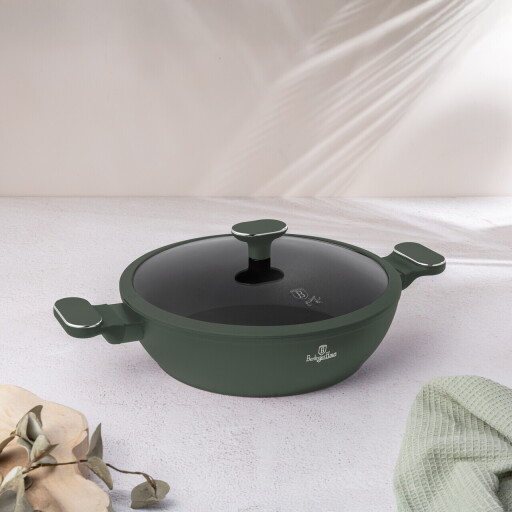 Oala cu capac Berlinger Haus, Matte Green, 30 cm, 4.5 L, aluminiu forjat, verde mat