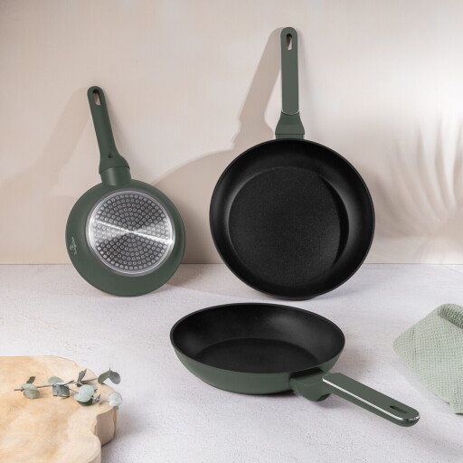 Set 3 tigai Berlinger Haus, Matte Green, 20/24/28 cm, aluminiu forjat, verde mat