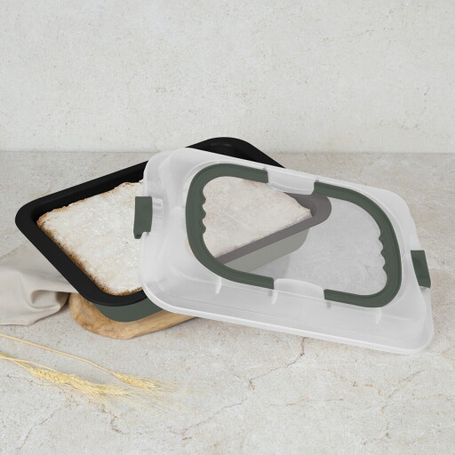Tava cu capac Berlinger Haus, Matte Green, 36.5x24.5x5.5 cm, otel carbon/plastic, verde mat