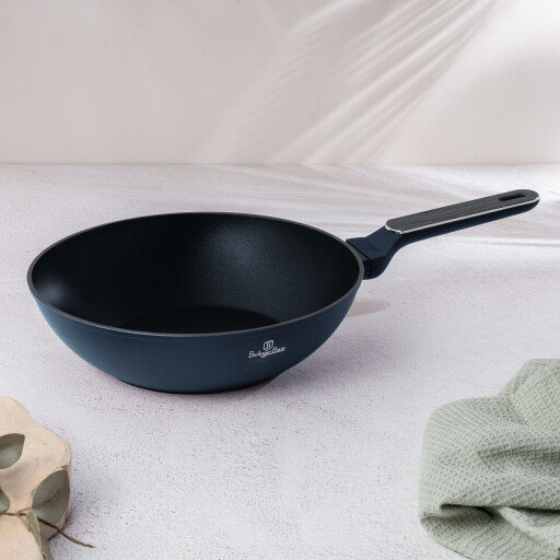 Tigaie Wok Berlinger Haus, Deep Sea, 28 cm, 3.5 L, aluminiu forjat, albastru mat/gri