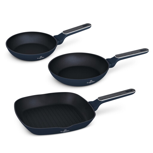 Set 3 tigai Berlinger Haus, Deep Sea, 20/24/28 cm, aluminiu forjat, albastru mat/gri