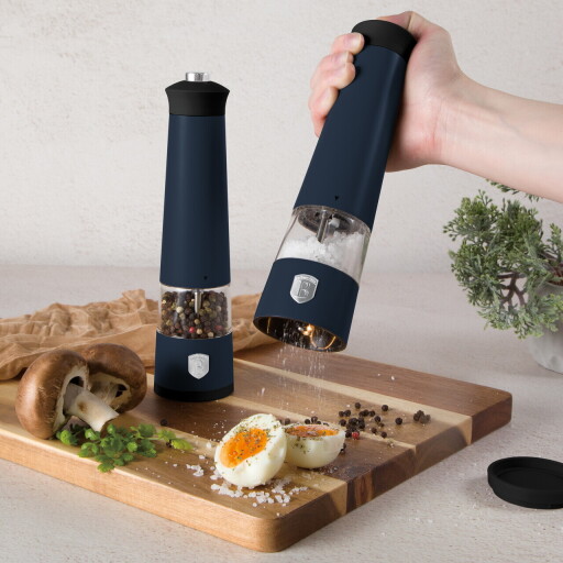 Set 2 rasnite electrice pentru sare/piper Berlinger Haus, Deep Sea, plastic/ceramica, albastru mat
