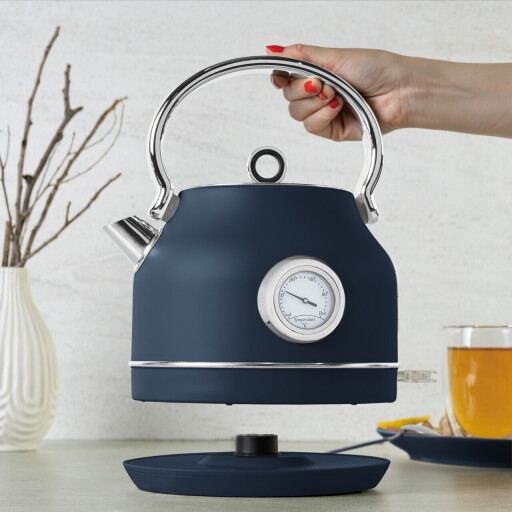 Ceainic electric cu termometru Berlinger Haus, Deep Sea, 1.7 L, inox 18/10, albastru mat/argintiu