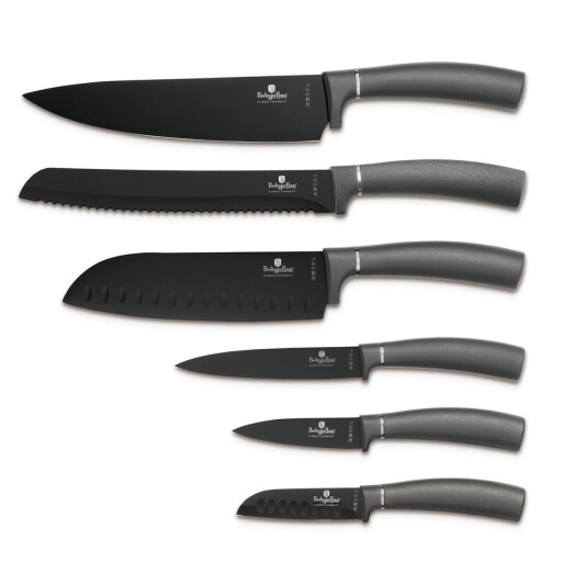 Set 6 cutite Berlinger Haus, Anthracite, inox, antracit mat/negru