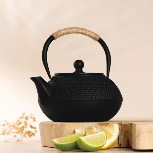 Ceainic Berlinger Haus, Matte Black, 1.2 L, fonta, negru/natur