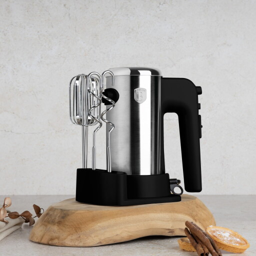 Mixer de mana cu suport Berlinger Haus, Black Silver, 300W, plastic/inox, argintiu/negru