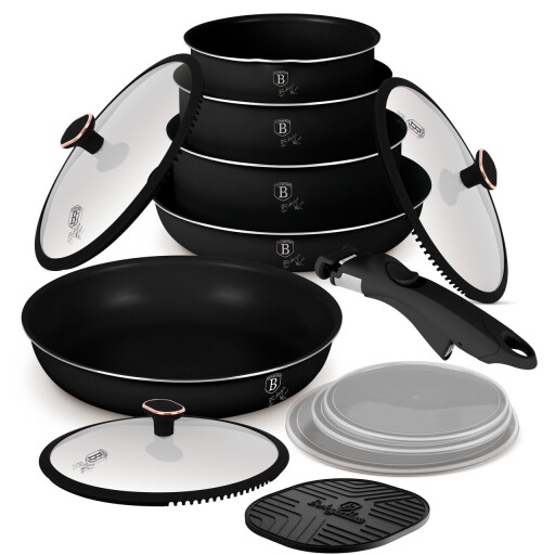 Set pentru gatit Berlinger Haus, Black Rose, 13 piese, aluminiu, negru mat