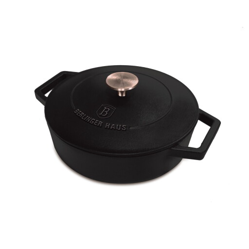 Oala cu capac Berlinger Haus, Strong Mold, 26 cm, 2.57 L, fonta, negru