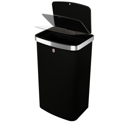 Cos de gunoi cu senzor Berlinger Haus, Black Rose, 38.5x28.5x65 cm, 60 L, otel, negru/argintiu