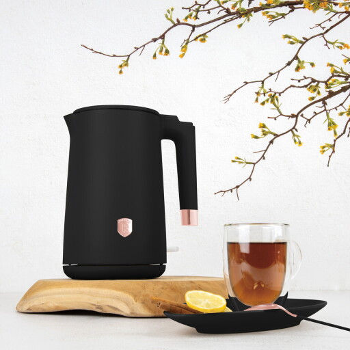 Ceainic electric cu pereti dubli Berlinger Haus, Black Rose, 1.7 L, plastic/inox, negru