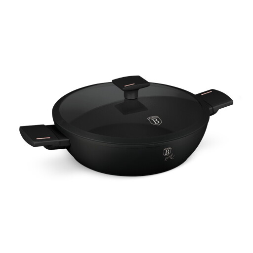 Oala cu capac Berlinger Haus, Monaco, 30 cm, 4.5 L, aluminiu forjat, negru