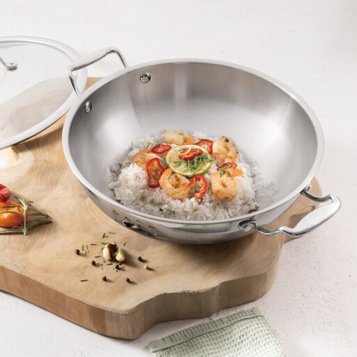 Tigaie Wok cu capac Berlinger Haus, Copper Touch, 28 cm, inox, argintiu