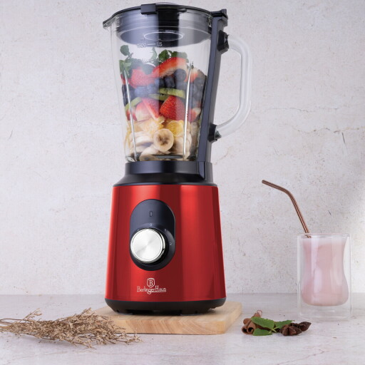 Blender de masa Berlinger Haus, Burgundy, 1000W, 1.5 L, inox/sticla/plastic, rosu/transparent