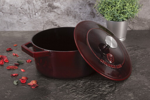 Oala cu capac Berlinger Haus, Strong Mold, 24 cm, 4.35 L, fonta, visiniu