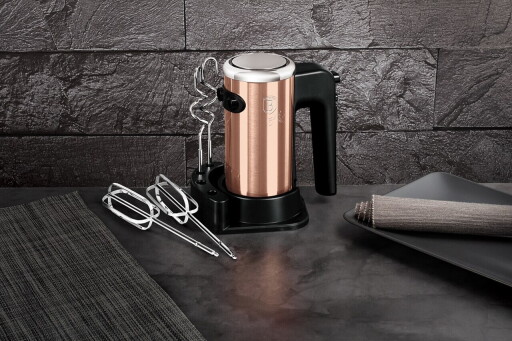 Mixer de mana cu suport Berlinger Haus, Rose Gold, 300W, plastic/inox, roz/negru