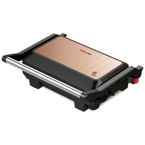 Gratar electric Berlinger Haus, Rose Gold, 1000W, 23x14.5 cm, roz/negru