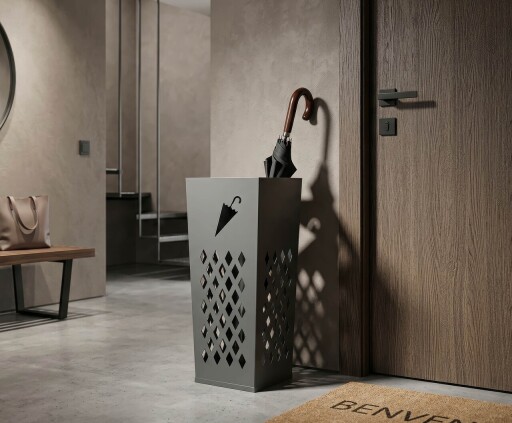 Suport pentru umbrele, Mauro Ferretti, Holder -B, 19x19x48 cm, metal, gri