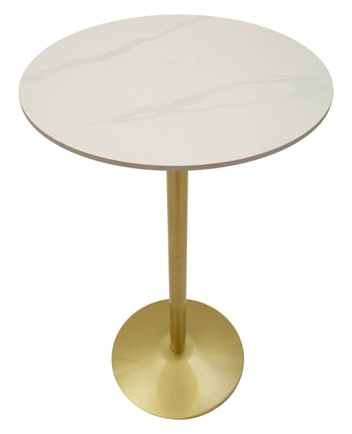 Masa de bar, Mauro Ferretti, Simply, 60x103 cm, metal/imitatie de marmura, auriu/alb