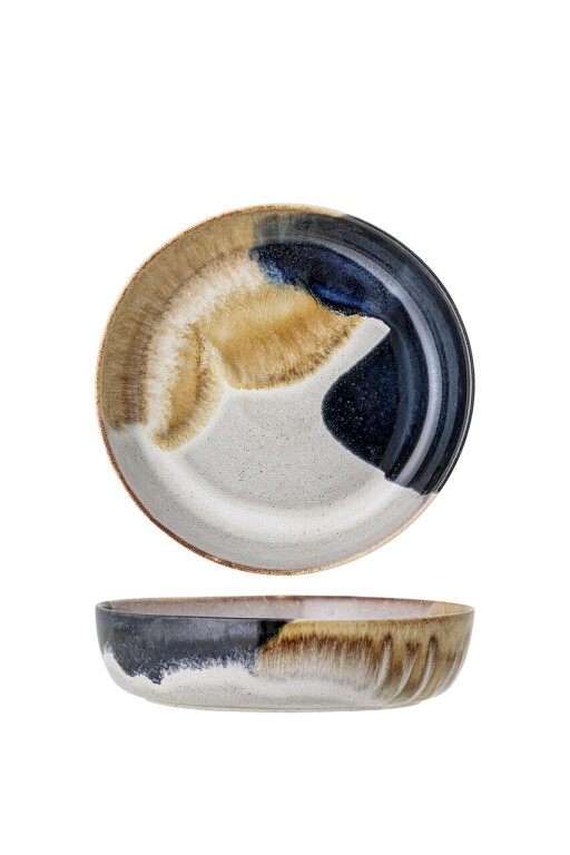 Bol salata, Bloomingville, Jules, 25x6.5 cm, 2 L, ceramica, albastru