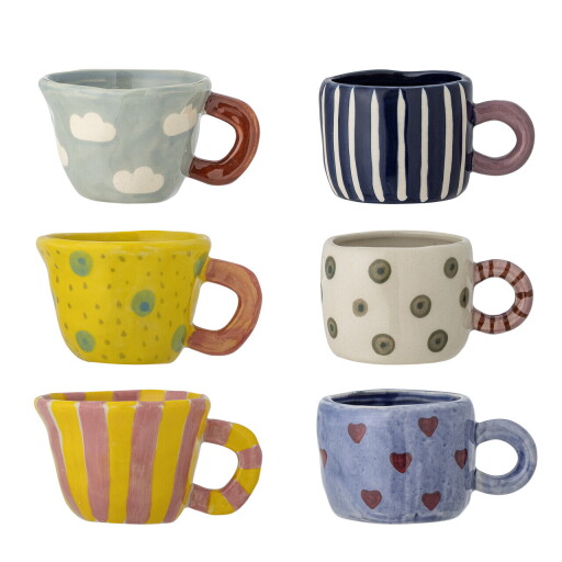 Set 6 cesti, Bloomingville, Nini, 7.5x5.5 cm, 110 ml, ceramica, multicolor