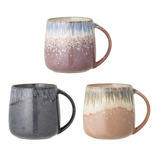 Set 3 cani, Bloomingville, Cloe, 9.5x10 cm, 400 ml, ceramica, roz
