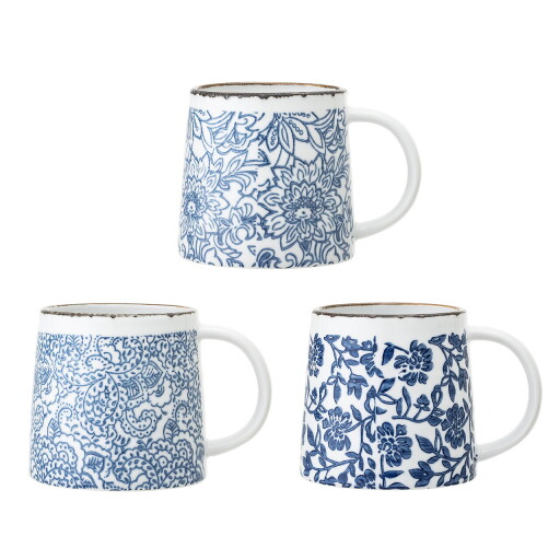 Set 3 cani, Bloomingville, Molly, 9.5x9.5 cm, 400 ml, ceramica, albastru